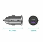 Vention Two-Port USB A+A(30+30) Car Charger Gray Mini Style Aluminium Alloy Type(FFFH0 )