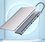 Vention Multi-function USB-C to DP/HDMI/VGA/USB-C Gen 1/USB 3.0x2/USB 2.0/RJ45/SD/TF/TRRS 3.5mm/PD Docking Station 0.25m Gray Metal Type-THSHC