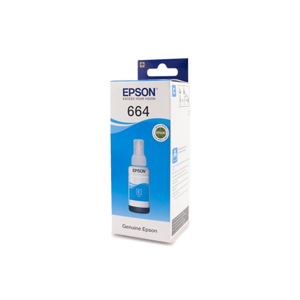EPSON T6642 Cyan ink, for L100, L110, L120, L1300, L1455, L200, L210, L220, L300, L3050, L3060, L3070, L310, L355, L365, L382, L386, L455, L486, L550, L565, L605, L655 -70ml - C13T66424A