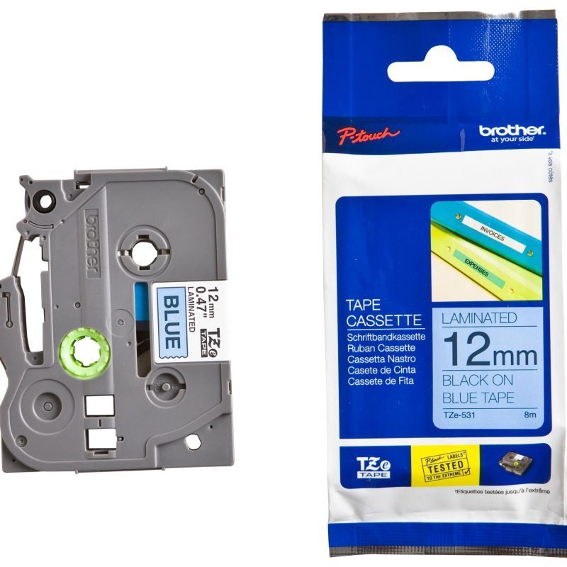 Brother TZe-531 12m -Black on Blue Labelling Tape