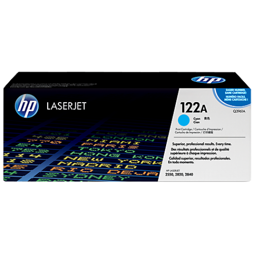 HP 122A Cyan Original LaserJet Toner Cartridge, Q3961A