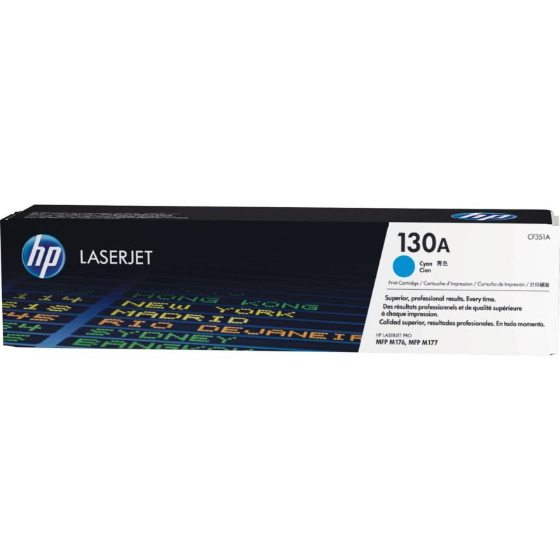 HP 130A Cyan Original LaserJet Toner Cartridge, CF351A
