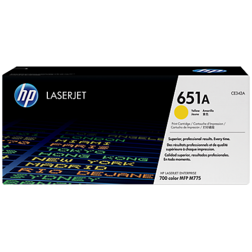 HP 651A Yellow Original LaserJet Toner Cartridge, CE342A