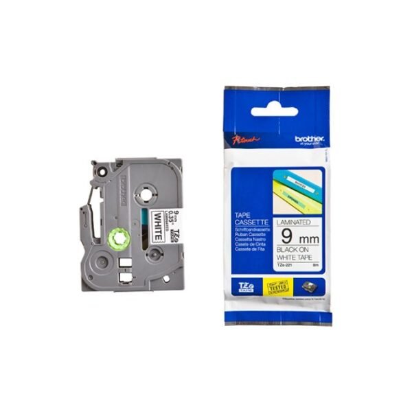 Brother TZE-221 Black on White 9mm Tape