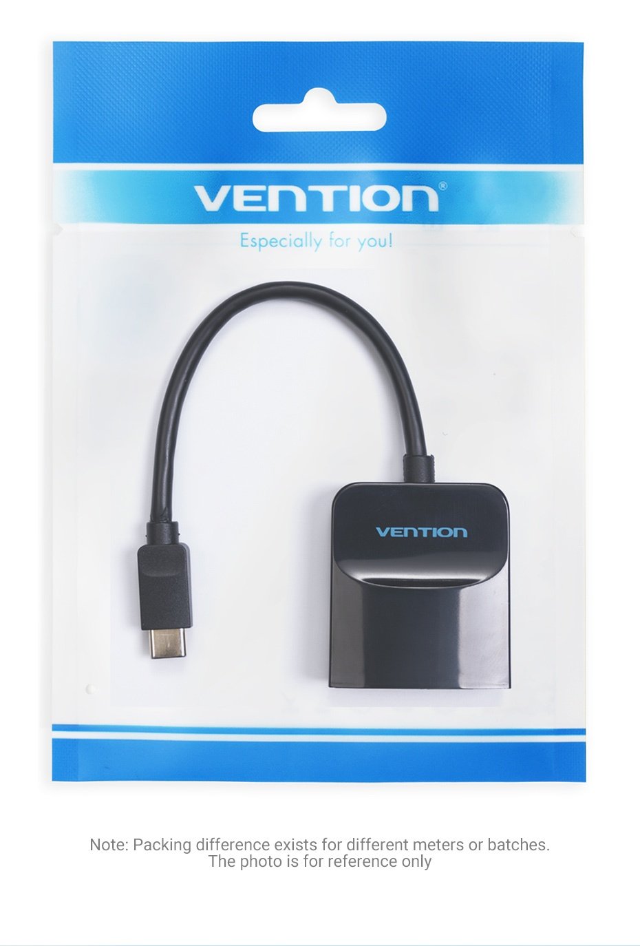 Vention Type-C to VGA Adapter (0.15M, Black, ABS) - Type TDDBB