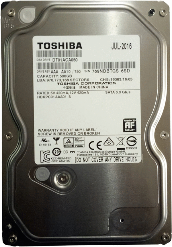 TOSHIBA 500GB HDD SATA HARD DISK 3.5"