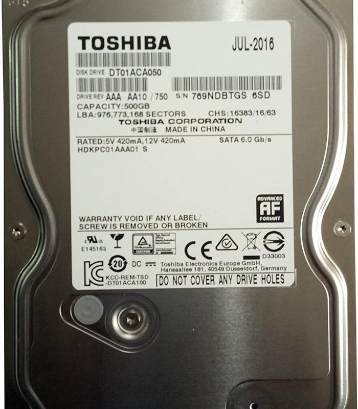 TOSHIBA 500GB HDD SATA HARD DISK 3.5"